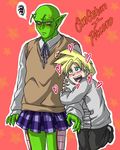  &lt;3 crossdress crossdressing dragon_ball heart piccolo pointy_ears school_uniform son_gohan super_saiyan yaoi zetsho 