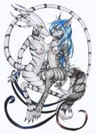  blue_hair breasts canine claws collar eva female hair lesbian long_tail nazi nude pussy_juice rayetherna stripes tail tail_sex unknown_species 卐 