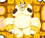  anklet anubian_jackal belly big_breasts black_nipples blue_eyes bracelet breasts canine doughnut dripdry fat female gold herro hyper jackal jewelry mammal milf morbidly_obese mother nipples nude overweight parent sitting solo topless 