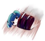  bucket chibi green_hair in_bucket in_container kisume o_o rolling solo touhou twintails wooden_bucket yume_shokunin 