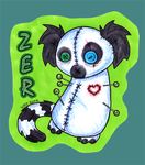 &hearts; 2006 black blood button caishide doll heterochromia lemur pin plushie solo stitching stripes tail voodoo white zeriara_(character) 