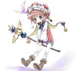  :o atelier_(series) atelier_meruru atelier_rorona blue_eyes blush boots brown_hair cape coat feathers full_body hat knee_boots open_mouth pantyhose rororina_fryxell short_hair skirt solo staff white_legwear yugi_(magical-dreamer) 