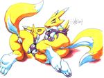  2004 anus ass_up butt canine digimon eyes_closed female fox looking_at_viewer on_side pussy raised_tail renamon sawblade tail 