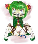  anthro ball_gag bdsm bondage bound cosmo cosmo_the_seedrian female gag green_hair hair plain_background pussy sega solo sonic_(series) unknown_artist vaginal_beads white_background 