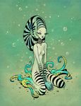  bubbles eyelashes female nude octopus solo stripey water 