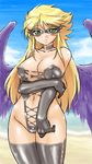  big_breasts breasts breath_of_fire collar female human nina skimpy solo stockings unknown_artist wings 