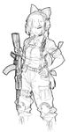  ak-47 assault_rifle fujiwara_no_mokou greyscale gun highres long_hair military_operator monochrome oekaki one-eyed rifle sa_(s610910) solo touhou weapon 