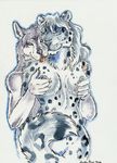  anthro behind breasts canine covering duo feline female from_behind grope heather_bruton interspecies leopard licking male mammal nipples nude plain_background snow_leopard straight tongue white_background wolf 