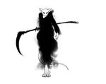  black_and_white death_(personification) female ipoke monochrome mouse reaper rodent scythe solo 