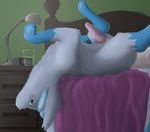  bed eeveelution feral glaceon knot koba lamp male nintendo penis pok&#233;mon pokemon pose precum solo video_games water 