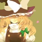  azure_starblue bad_id bad_pixiv_id blonde_hair bow braid buttons hair_bow hair_ornament hat kirisame_marisa long_hair lowres petals smile solo touhou upper_body witch_hat yellow_eyes 