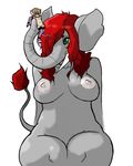  blush breasts chubby couple crossdressing elephant female green_eyes hair large_areola long_hair long_red_hair looking_at_each_other macro male minnie_shoof momorodent nipples nude puffy_nipples red_hair rodent shameless_edit shopped stockings straight tail thighs trunk tusks 