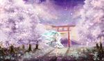  blue_hair dress hatsune_miku long_hair miyakoko moon night petals stars tree twintails vocaloid 