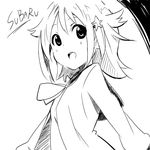  amano_kouki blush greyscale hair_ornament houkago_no_pleiades monochrome open_mouth smile solo star subaru_(houkago_no_pleiades) 