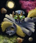  amber_eyes blonde_hair clouds derp derpy_hooves_(mlp) discworld equine female friendship_is_magic hair horse mountain muffin multi_derp my_little_pony planet pony space sun water 