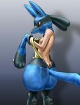  ass breasts butt_crack character_request cosplay costume flat_chest furry fursuit kemono_inukai lucario mask nipples paws pokemon red_eyes shadow small_breasts solo sweat tail undressing 