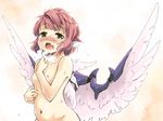  animal_ears black_eyes blush face flat_chest messy_hair mystia_lorelei navel nipples nude open_mouth out-of-frame_censoring pink_hair saliva short_hair solo tears touhou upper_body wings yudepii 