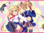  animal blonde_hair kirishima_akari kirishima_kotone long_hair north_abyssor nyan_koi! panties twintails underwear 