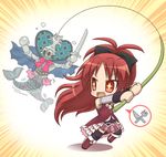  aogiri_rick bow fang fishing fishing_rod hair_bow holding holding_fishing_rod long_hair lowres magical_girl mahou_shoujo_madoka_magica oktavia_von_seckendorff ponytail red_hair sakura_kyouko thighhighs 