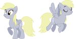  alpha_channel amber_eyes blonde_hair cross-eyed cutie_mark derpy_hooves_(mlp) duo equine female feral friendship_is_magic hair hi_res horse mammal my_little_pony pegasus plain_background transparent_background unknown_artist wings yellow_eyes 