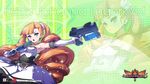  akaga_hirotaka arcana_heart arcana_heart_3 armpits bangs bare_shoulders blue_eyes blunt_bangs blush breasts character_name cleavage copyright_name crossed_arms dress drill_hair dual_wielding earrings elbow_gloves fighting_stance flower frown gloves glowing gun hair_flower hair_ornament handgun highres holding jewelry large_breasts logo long_hair necklace official_art open_mouth orange_hair pendant petra_johanna_lagerkvist rose solo sparkle twin_drills very_long_hair wallpaper weapon white_flower white_rose 