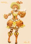  bubble_skirt food food_themed_clothes hat monster_hunter monster_hunter_portable_3rd mosgharl_(armor) orange_skirt pumpkin skirt smile solo soup striped striped_legwear thighhighs tsujisaki_(coa3) witch_hat yellow_eyes 