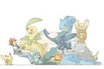  bayleef child cyndaquil heracross lapras larvitar noctowl phanpy pikachu pokemon satoshi_(pokemon) snorlax totodile 