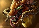  darkblazez demon dokiestudioz dragon feral glowing_eyes horns long_tongue monster saliva scalie solo teeth tongue toothy 