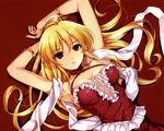  blonde_hair boku_to_kanojo_ni_furuyoru cleavage misaki_kurehito red red_eyes 