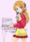  blue_eyes brown_hair can computer dj headphones ichinana_(dametetujin17) kousaka_kirino laptop long_hair mixing_console ore_no_imouto_ga_konna_ni_kawaii_wake_ga_nai product_placement red_bull soda_can solo 