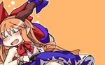  closed_eyes fang horns ibuki_suika iyau orange_hair pointy_ears sleeping solo touhou 