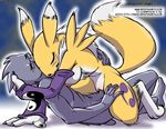  breasts canine claws digimon eyes_closed female fox gloves male miss_dynamite penetration penis pussy renamon sex straddle straight tail vaginal vaginal_penetration yellow 