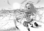  absurdres copyright_request greyscale highres monochrome multiple_girls taichi_(tomo) wind 