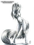  breasts chest_tuft female kacey monochrome panties red_panda solo topless underwear 