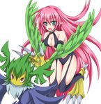  1girl blackwing_-_gale_the_whirlwind blush breasts cleavage duel_monster harpie_girl harpie_lady harpy korican monster_girl pointy_ears wings yu-gi-oh! 