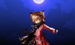  animal_ears cat_ears cat_tail chains chen female glowing glowing_eyes jacket jewelry koumajou_densetsu moon multiple_tails night night_sky sky star stars tail touhou two_tails 