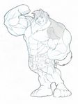  boxers canine dog grin husky looking_at_viewer male muscles sketch solo standing tail tkc2021 underwear 