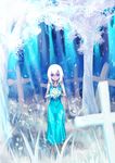  1girl bouquet cross female flower girl grave graveyard highres original outdoors samael_(5211) samael_2 solo tree white_hair 