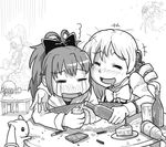  akemi_homura bad_id bad_pixiv_id bow cake camcorder camera casual drill_hair drinking drooling drunk food greyscale hair_bow hairband hobbang kaname_madoka kyubey long_hair mahou_shoujo_madoka_magica monochrome multiple_girls oktavia_von_seckendorff pocky ponytail sakura_kyouko saliva school_uniform tears tomoe_mami twin_drills twintails two_side_up ultimate_madoka 