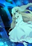  absurdres bad_id bad_pixiv_id blonde_hair dress flower green_eyes high_heels highres long_hair original satsushi shoes solo stairs veil wedding_dress 