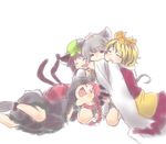  :3 :d animal_ears blush cat_ears chen extra_ears fang group_hug happy hug kaenbyou_rin mouse_ears multiple_girls multiple_tails nazrin open_mouth pointy_ears short_hair siroooo sketch smile tail toramaru_shou touhou yuri 