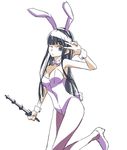  animal_ears bare_shoulders black_hair blue_eyes breasts bunny_girl bunny_tail bunnysuit cleavage high_heels himegami_aisa long_hair medium_breasts one_eye_closed pantyhose shoes solo tail to_aru_majutsu_no_index touryou truncheon weapon 