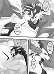  big_breasts blush breasts comic day_with_dna dragon female greyscale hair huge_breasts macro male monochrome muscles muscular_female ryuakira tail 