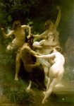 6+girls ass barefoot breasts greek_mythology hooves medium_breasts multiple_girls nipples nude nymph reference_work satyr signature water william-adolphe_bouguereau 