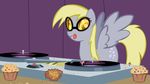  derpy_hooves_(mlp) dj dj_booth equine eyewear female feral food friendship_is_magic horse mammal muffin my_little_pony pegasus pony solo sunglasses unknown_artist wings 