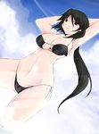  bikini black_hair breasts cleavage cloud clouds infinite_stratos long_hair navel orimura_chifuyu sky swimsuit 