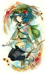  backpack bad_id bad_pixiv_id bag black_legwear blue_eyes blue_hair hair_bobbles hair_ornament hat kawashiro_nitori key nayuko pantyhose short_hair solo touhou two_side_up 