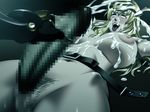  1girl ahegao belt black_package_try blonde_hair breasts censored character_request cum cum_on_body cum_on_breasts cum_on_face cum_on_self cum_on_upper_body dark ejaculation erection facial futanari gloves handjob large_breasts lying male_hand nipples nude open_mouth penis pubic_hair pussy rolleyes rolling_eyes seikoujo_claudia tongue tongue_out 