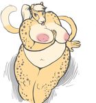  big_breasts blonde_hair breasts brown_eyes cheetah fat feline female fupa hair hand_in_cleavage knees_together legs_together mammal morbidly_obese navel nipples nude obese overweight plain_background ponytail ritts sitting solo tail thighs tongue white_background 