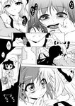  animal_ears black_hair blush bottle bow bunny_ears comic doujinshi finger_licking fujiwara_no_mokou greyscale hachi_(chihagura) hard_translated highres houraisan_kaguya inaba_tewi kiss licking long_hair monochrome multiple_girls non-web_source panties saliva short_hair silver_hair tears touhou translated underwear yuri 